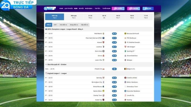 Kết Quả Bóng Đá Chính Xác Từ 2qlive Trực tiếp bóng đá